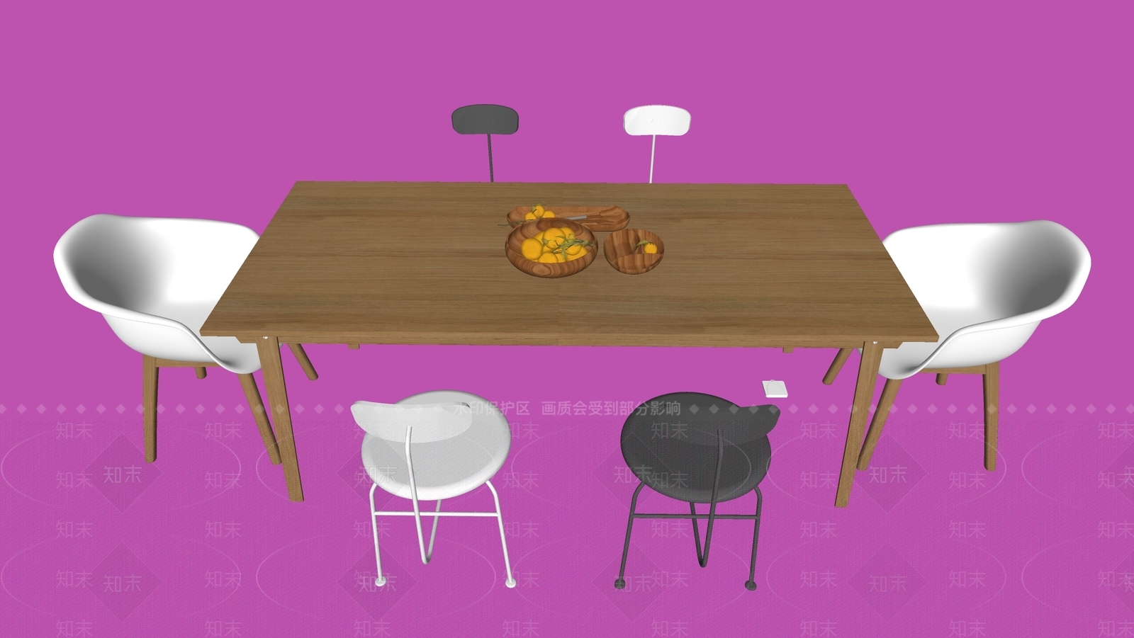现代餐桌SU模型下载【ID:1163743768】