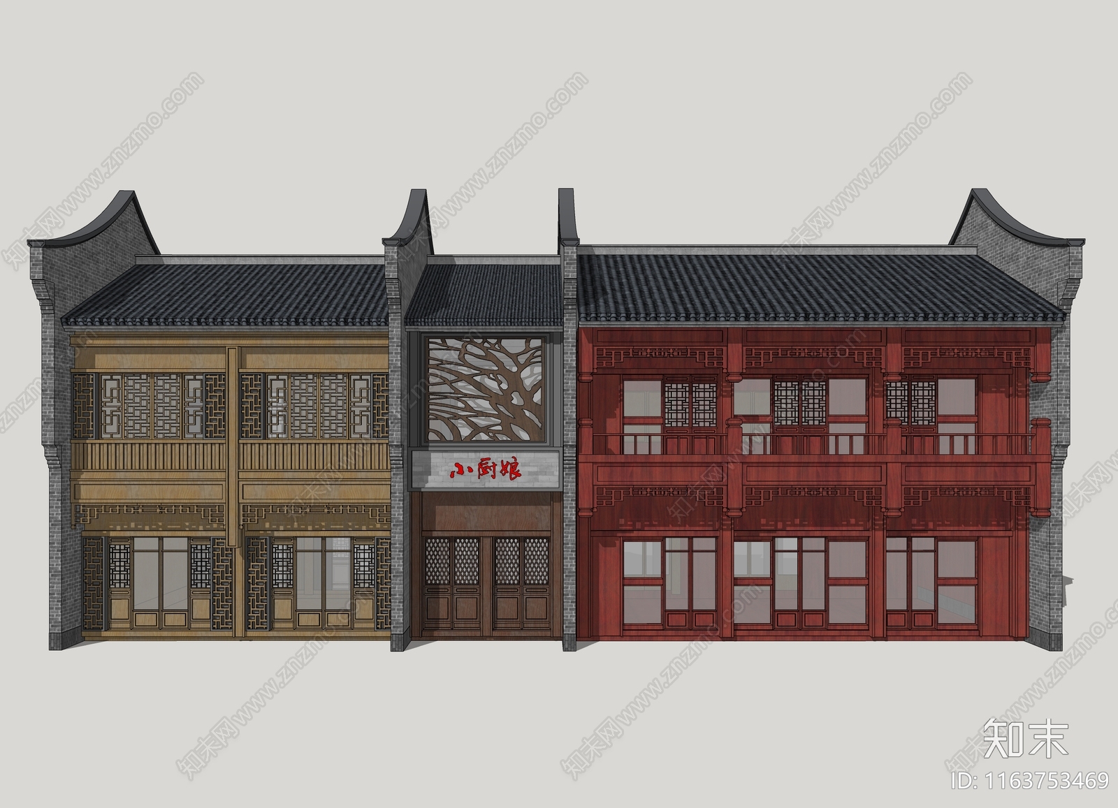 新中式其他商业建筑SU模型下载【ID:1163753469】