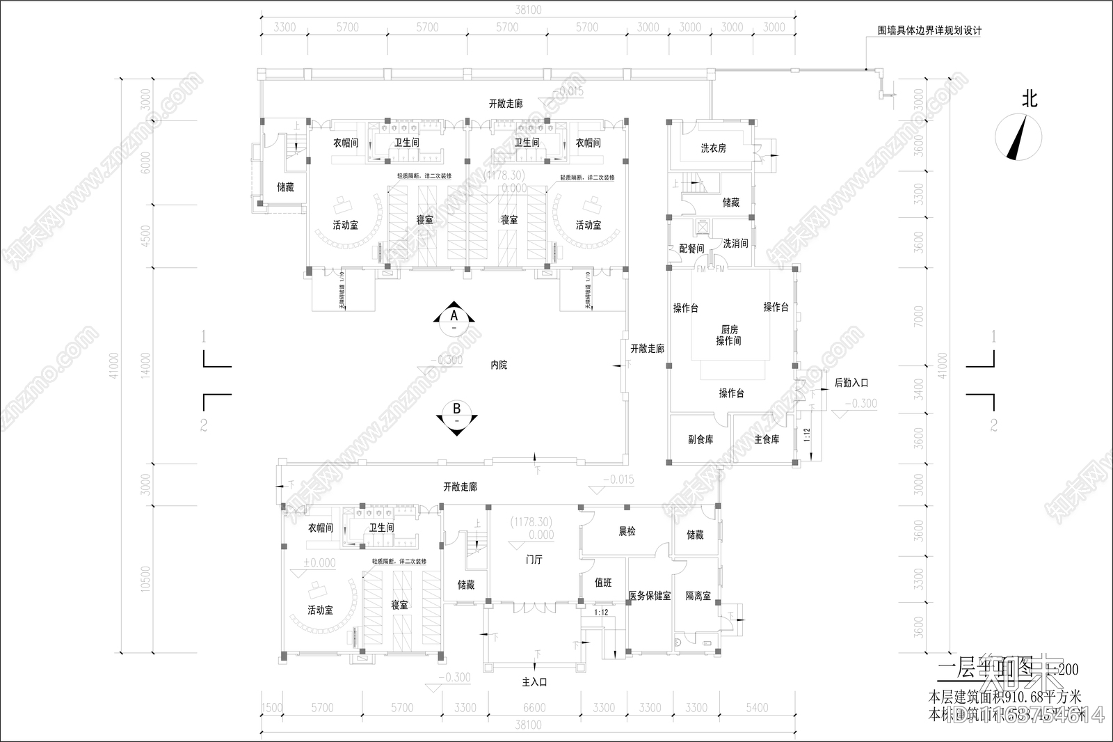 复古幼儿园建筑cad施工图下载【ID:1163754614】