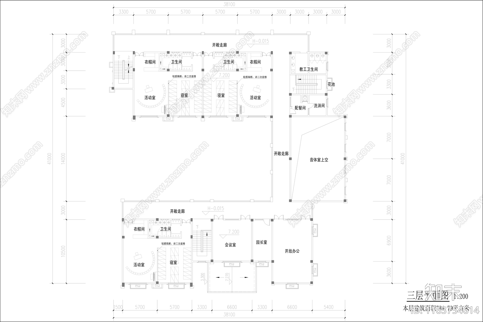 复古幼儿园建筑cad施工图下载【ID:1163754614】