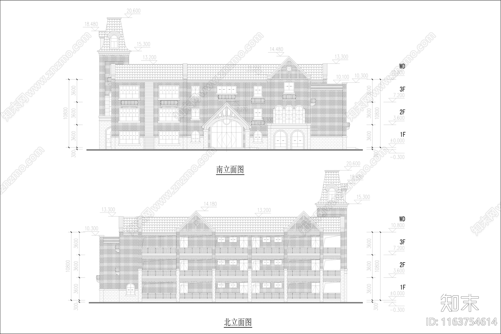 复古幼儿园建筑cad施工图下载【ID:1163754614】