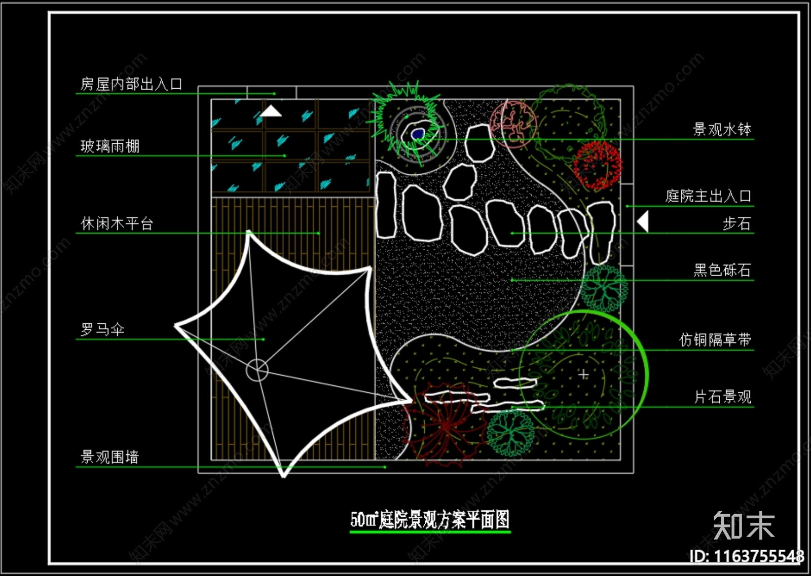 禅意庭院cad施工图下载【ID:1163755548】