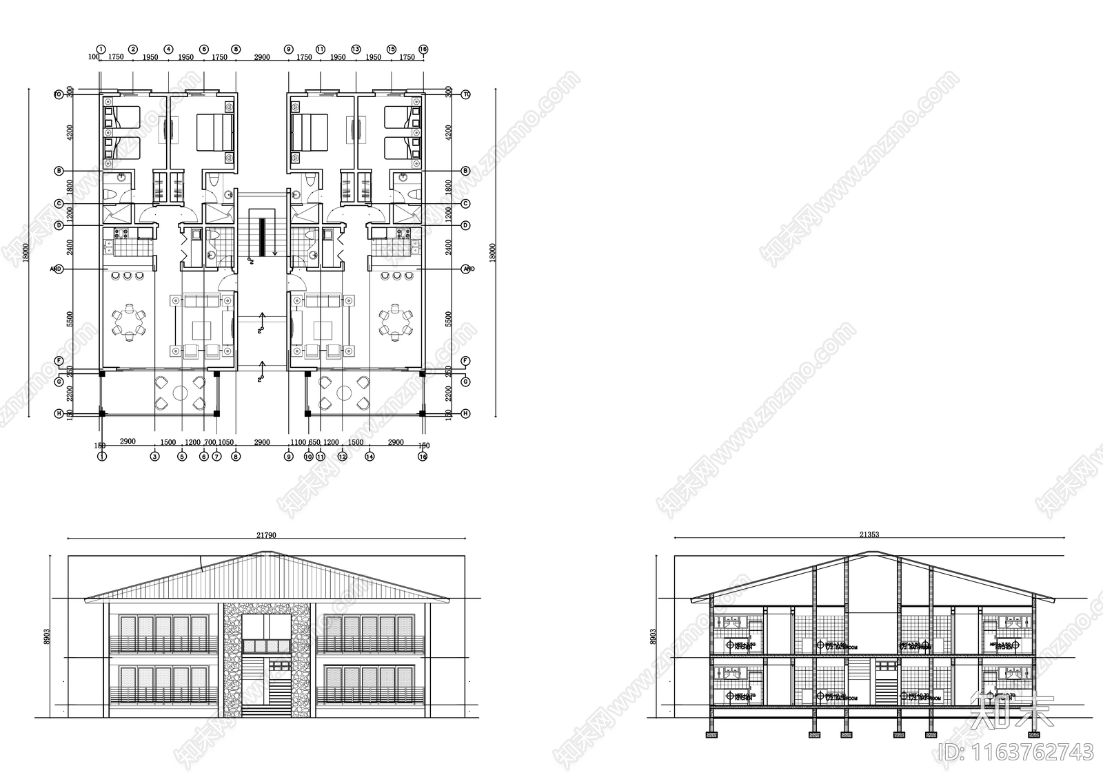 现代住宅楼建筑cad施工图下载【ID:1163762743】