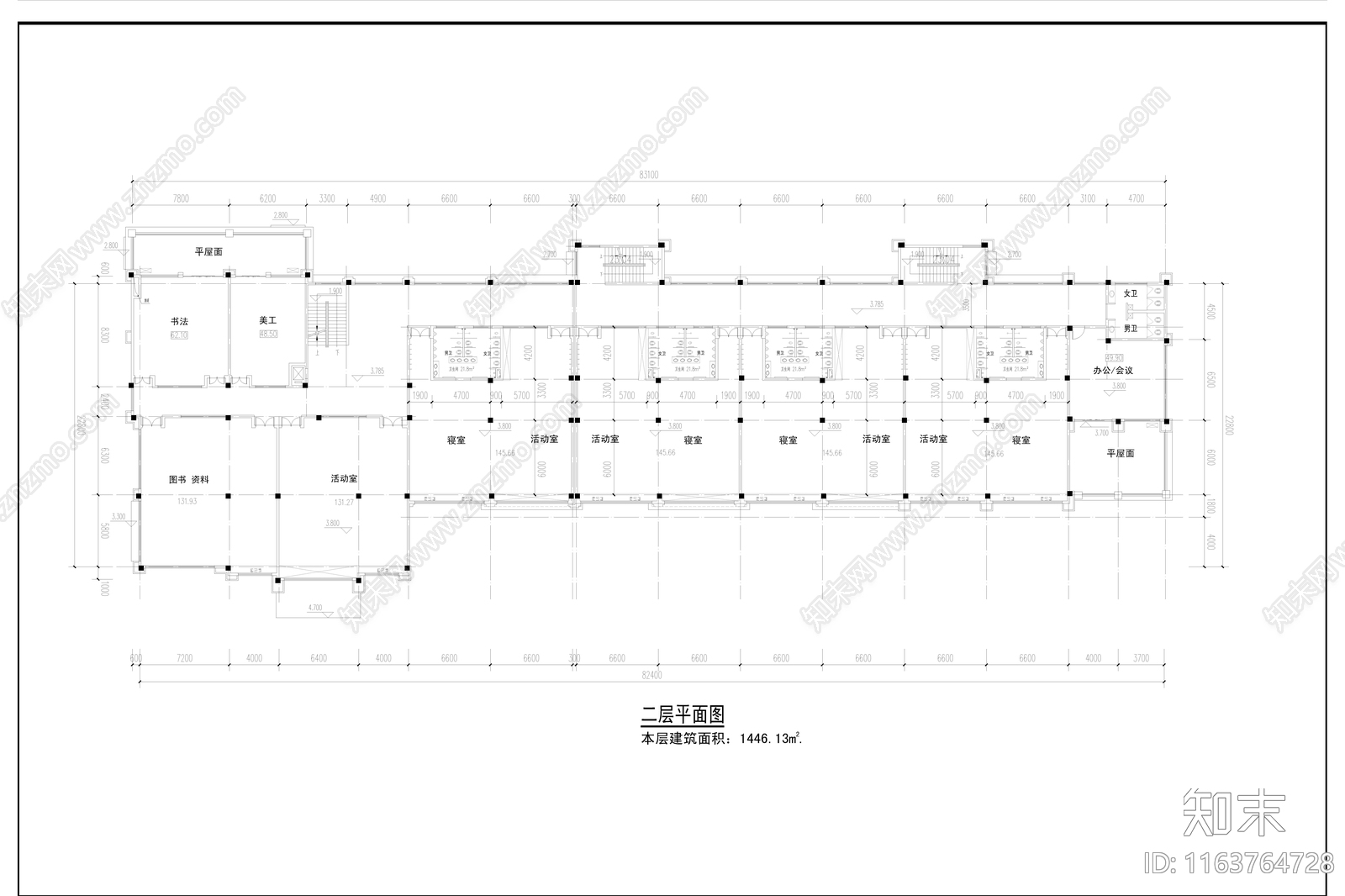 美式幼儿园建筑cad施工图下载【ID:1163764728】