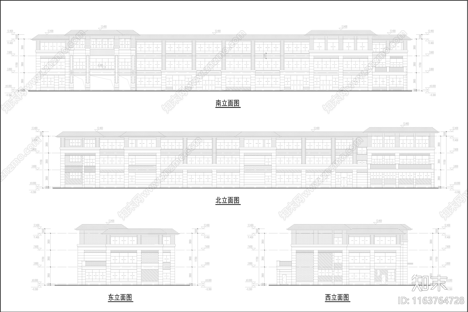 美式幼儿园建筑cad施工图下载【ID:1163764728】