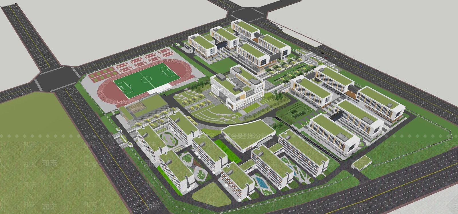 现代校园景观SU模型下载【ID:1163768163】