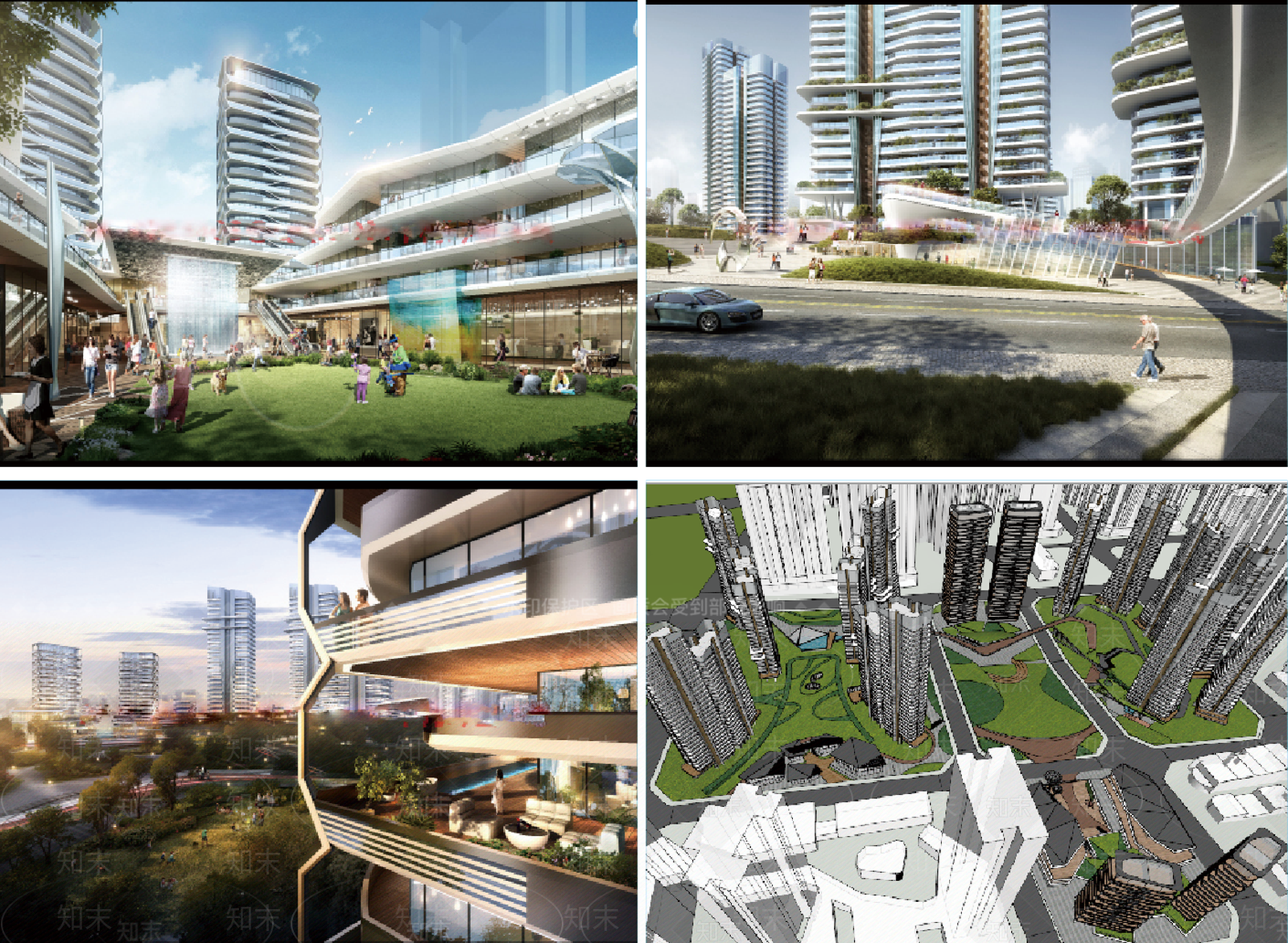 现代极简小区建筑SU模型下载【ID:1163772657】