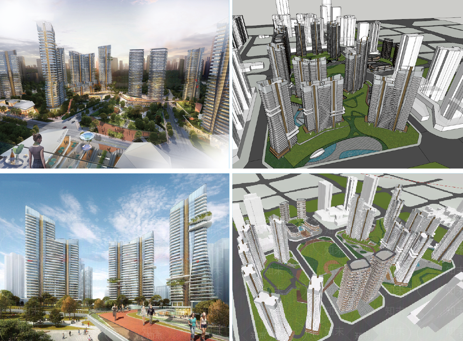 现代极简小区建筑SU模型下载【ID:1163772657】
