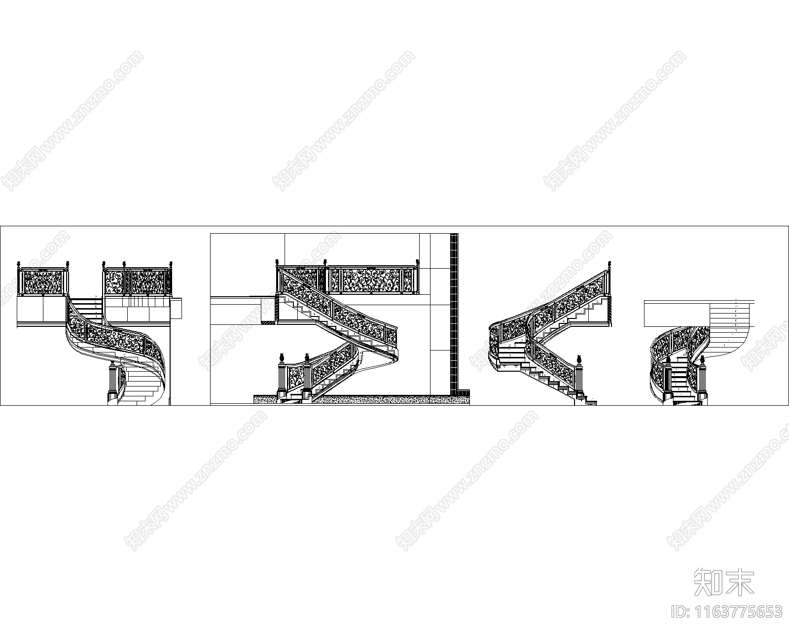 现代家装图库cad施工图下载【ID:1163775653】