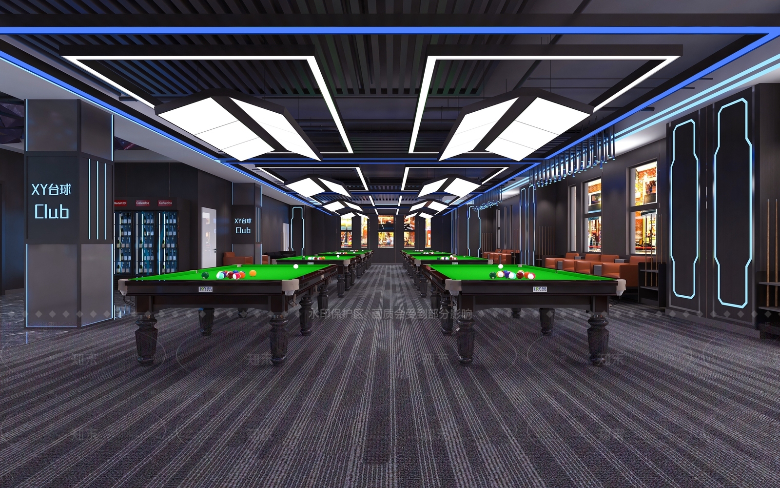 现代工业台球室3D模型下载【ID:1163775354】