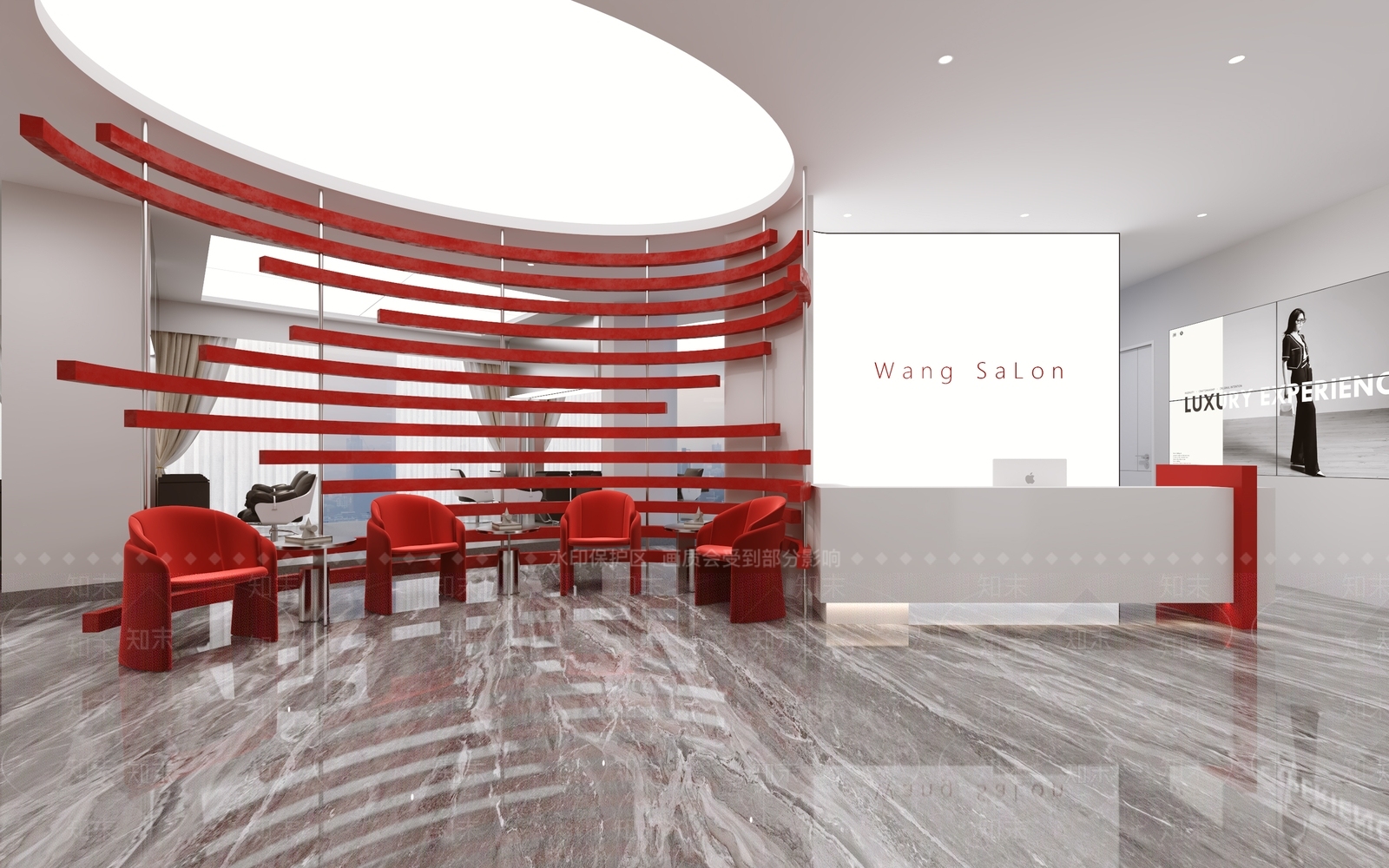 现代极简理发店SU模型下载【ID:1163778174】