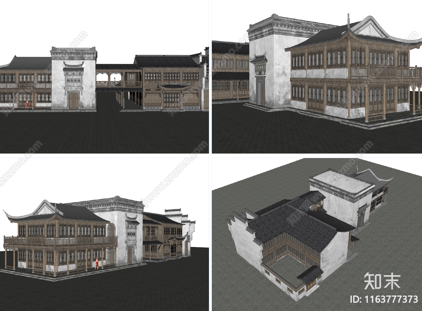 中式古建筑SU模型下载【ID:1163777373】