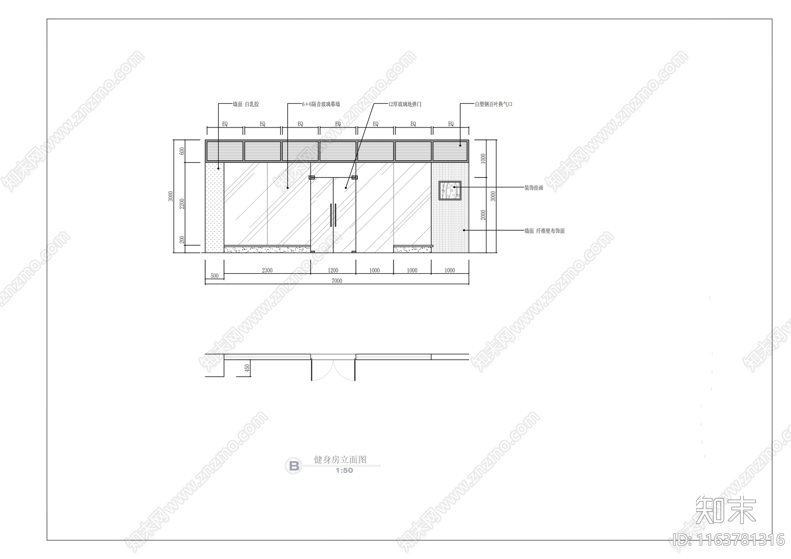 现代健身房cad施工图下载【ID:1163781316】