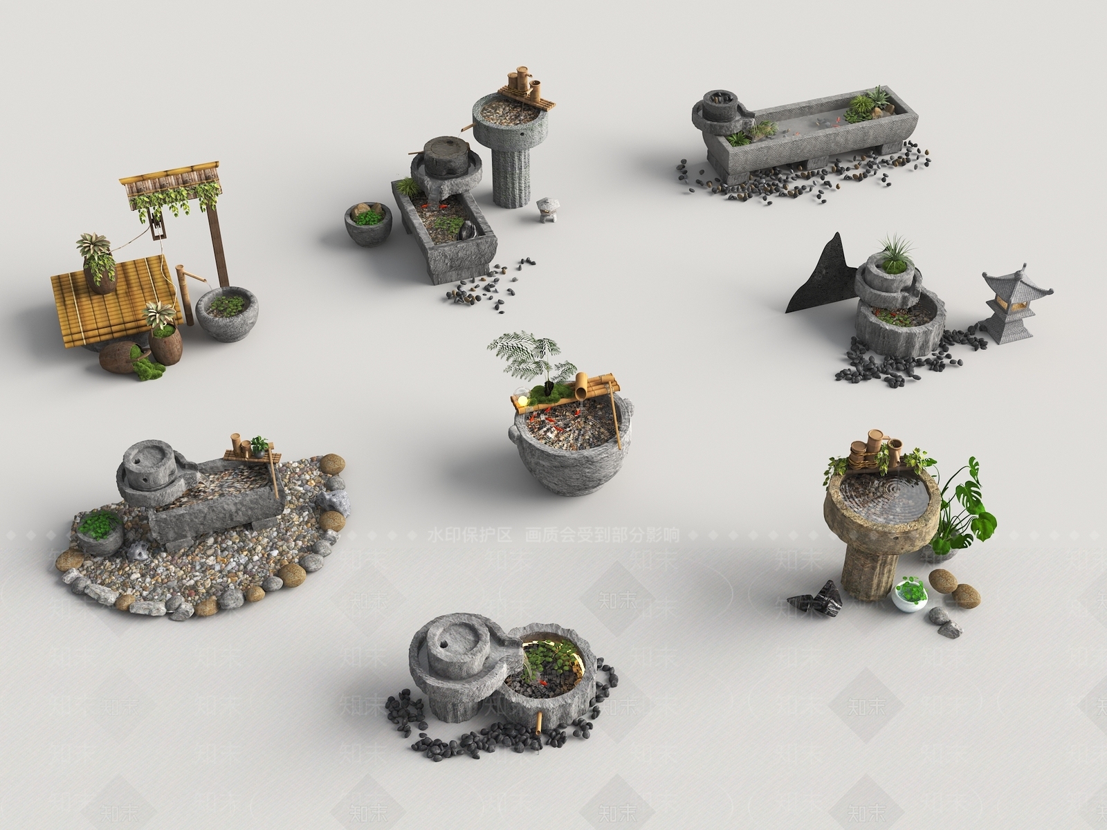 新中式中式假山水景3D模型下载【ID:1163781705】