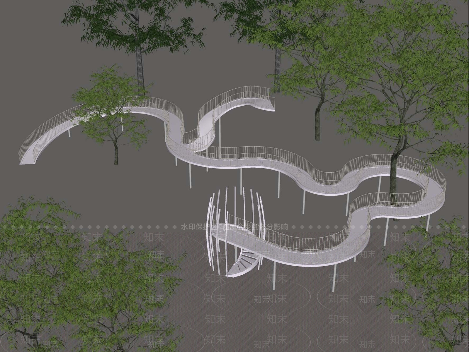 现代景观桥SU模型下载【ID:1163784248】