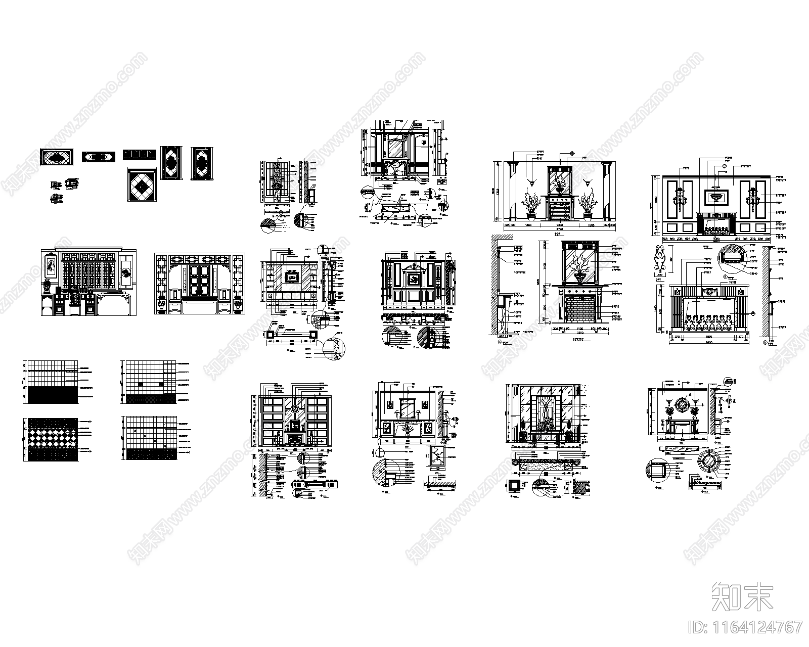 现代综合家具图库施工图下载【ID:1164124767】