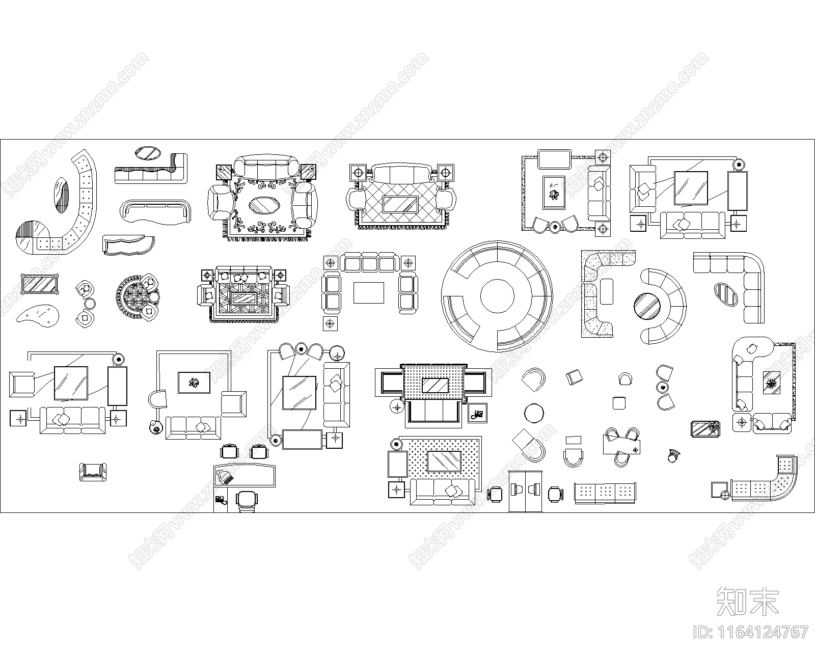 现代综合家具图库施工图下载【ID:1164124767】