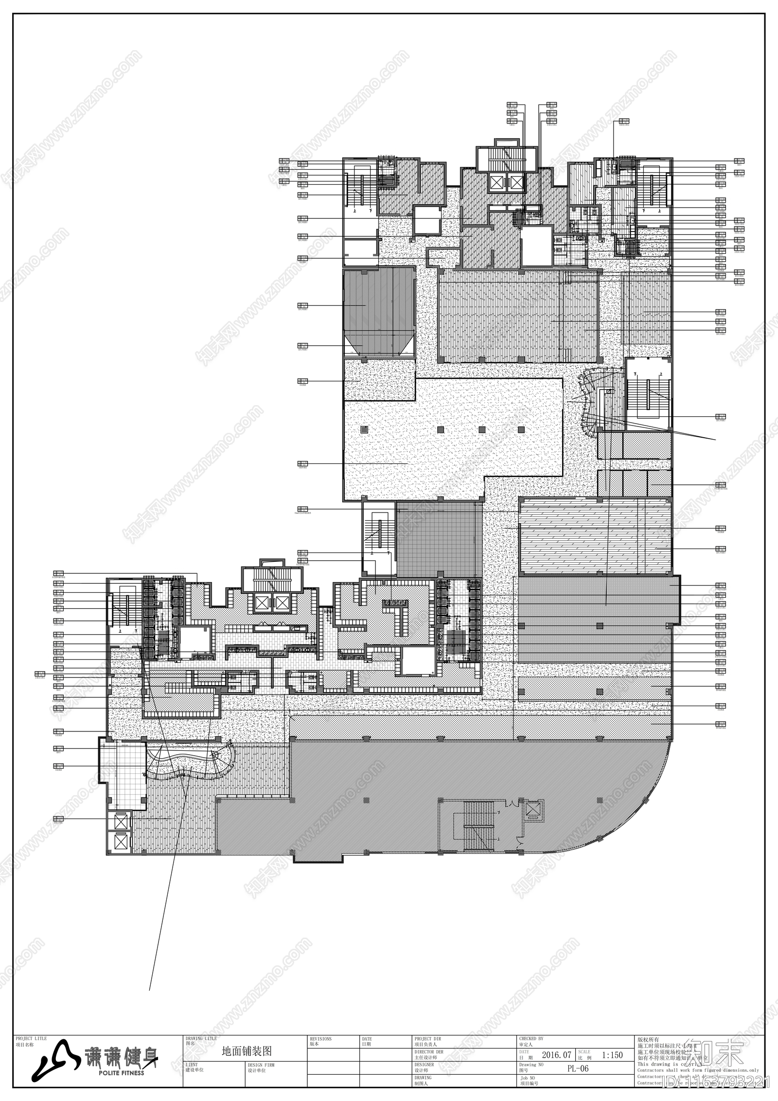 现代健身房cad施工图下载【ID:1163793221】