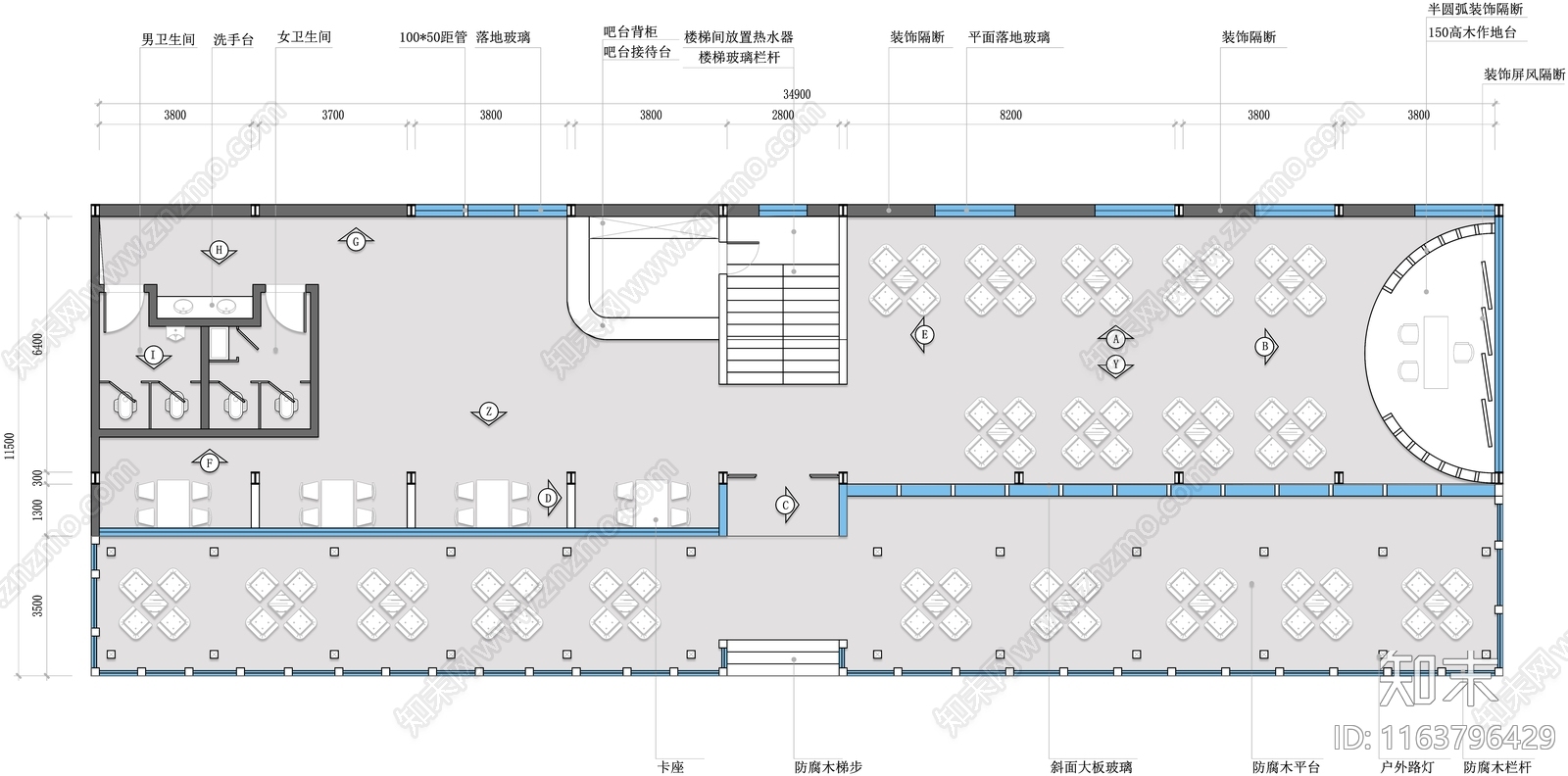 现代茶馆cad施工图下载【ID:1163796429】