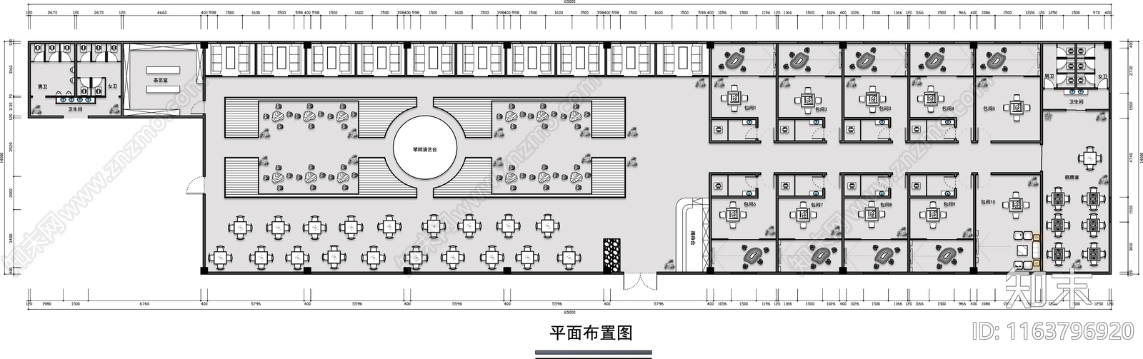 中式茶馆施工图下载【ID:1163796920】