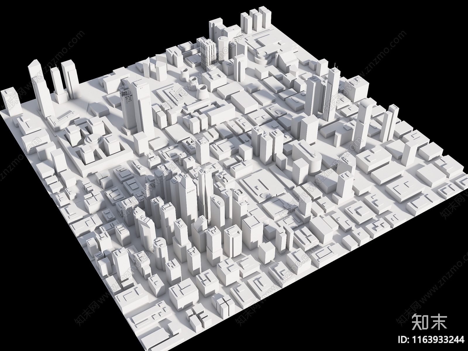 现代鸟瞰规划3D模型下载【ID:1163933244】