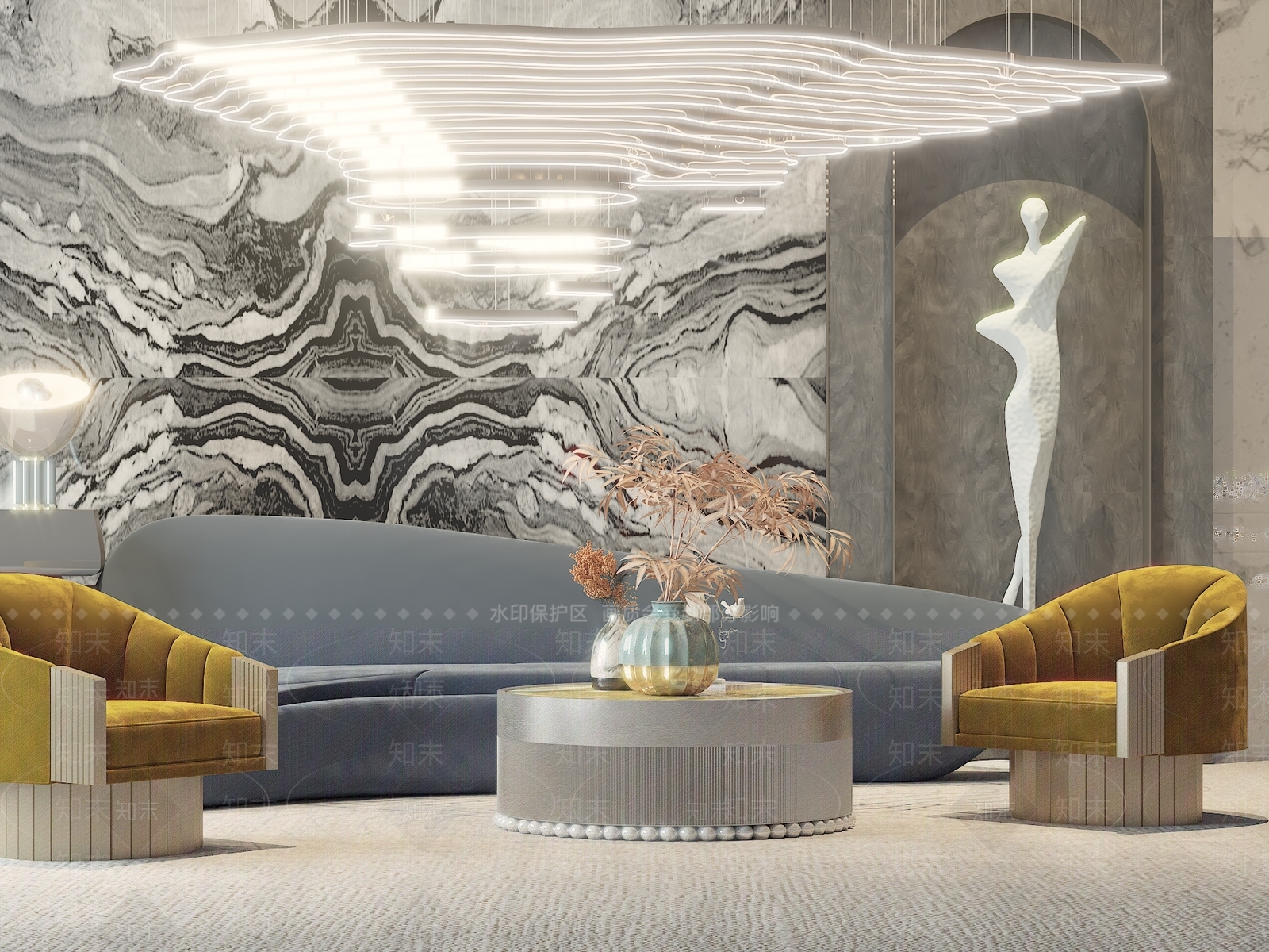 现代沙发组合3D模型下载【ID:1163940646】