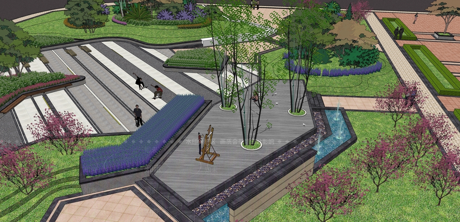 现代口袋公园SU模型下载【ID:1163949538】