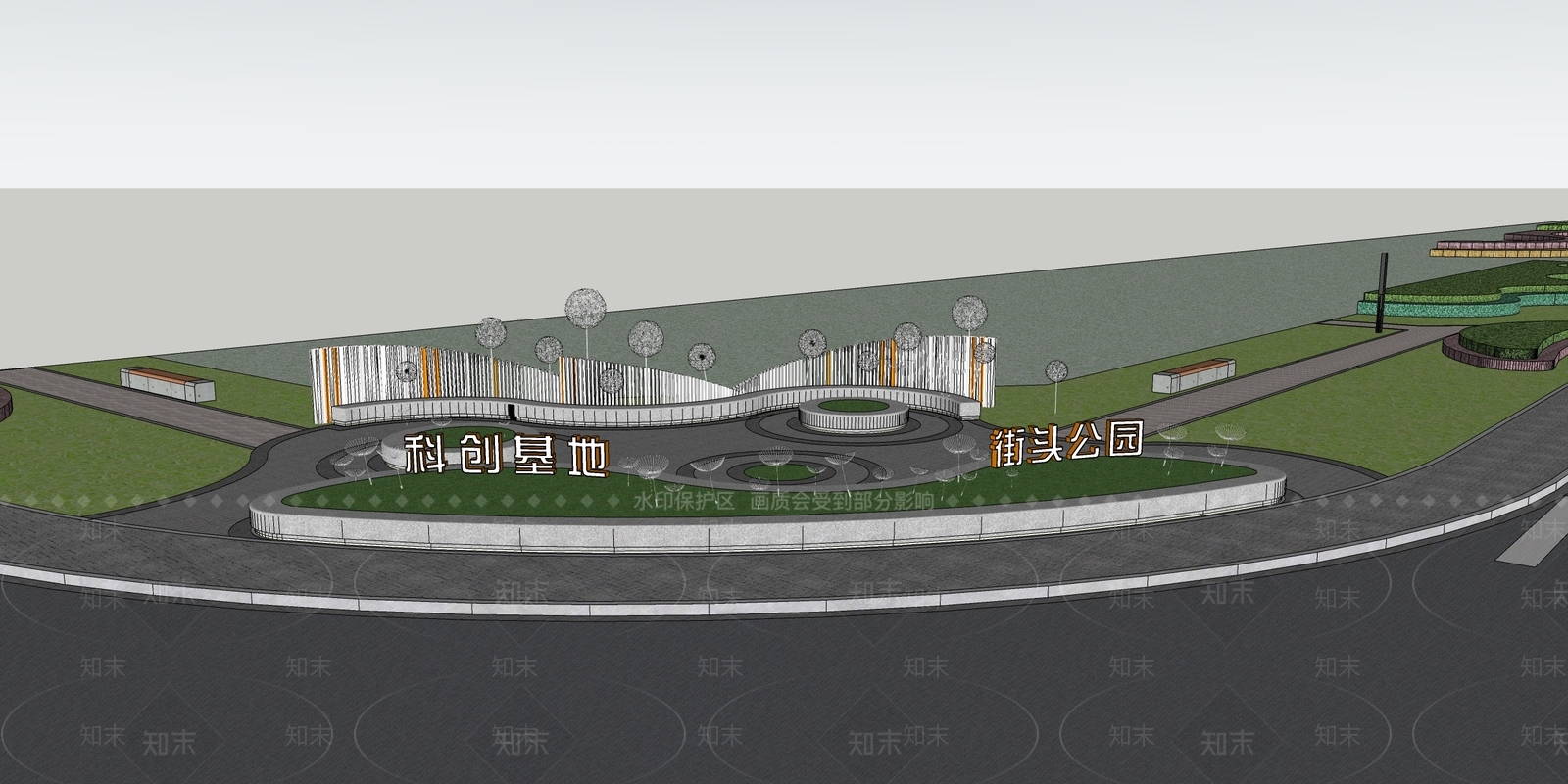 现代口袋公园SU模型下载【ID:1163951355】