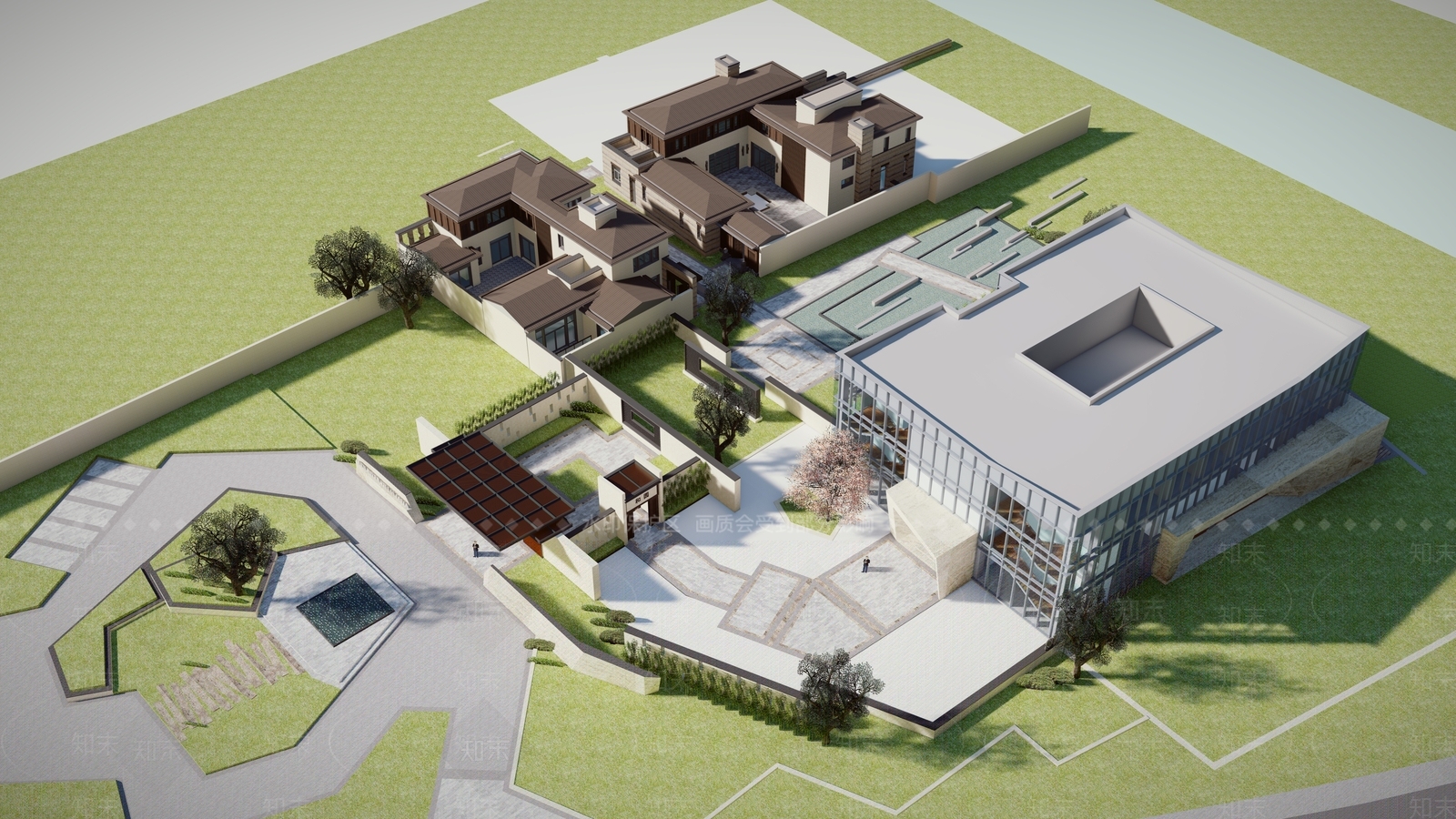 现代新中式售楼处建筑SU模型下载【ID:1163951700】
