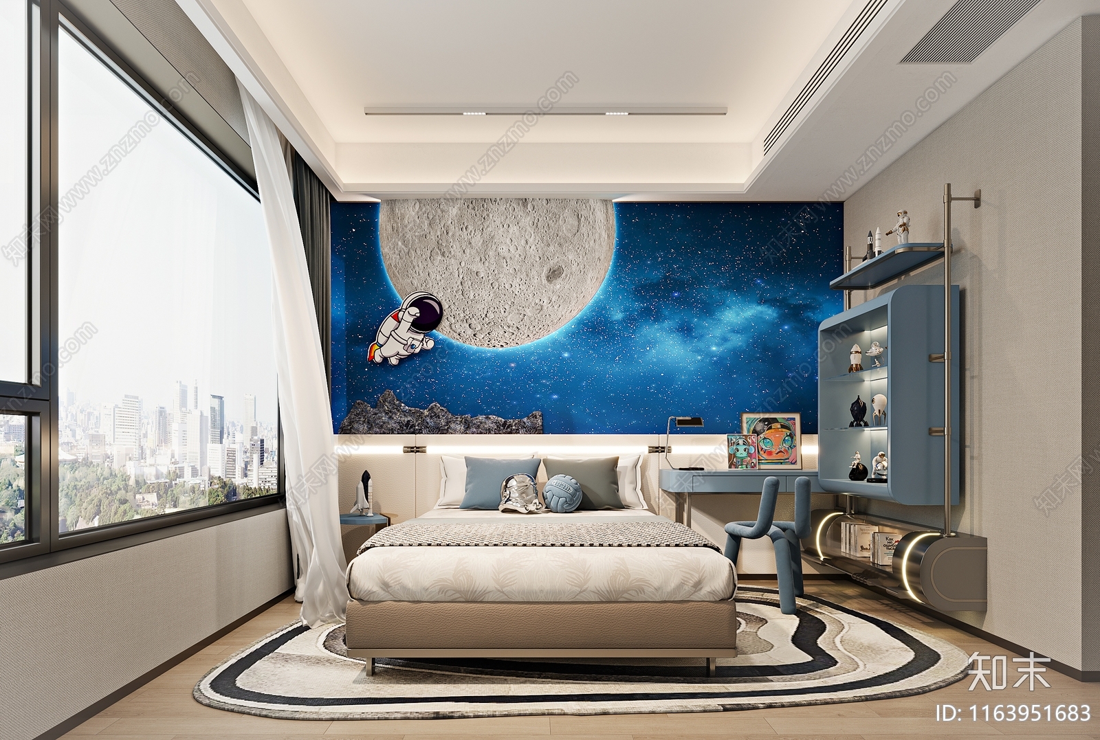 现代通用儿童房SU模型下载【ID:1163951683】
