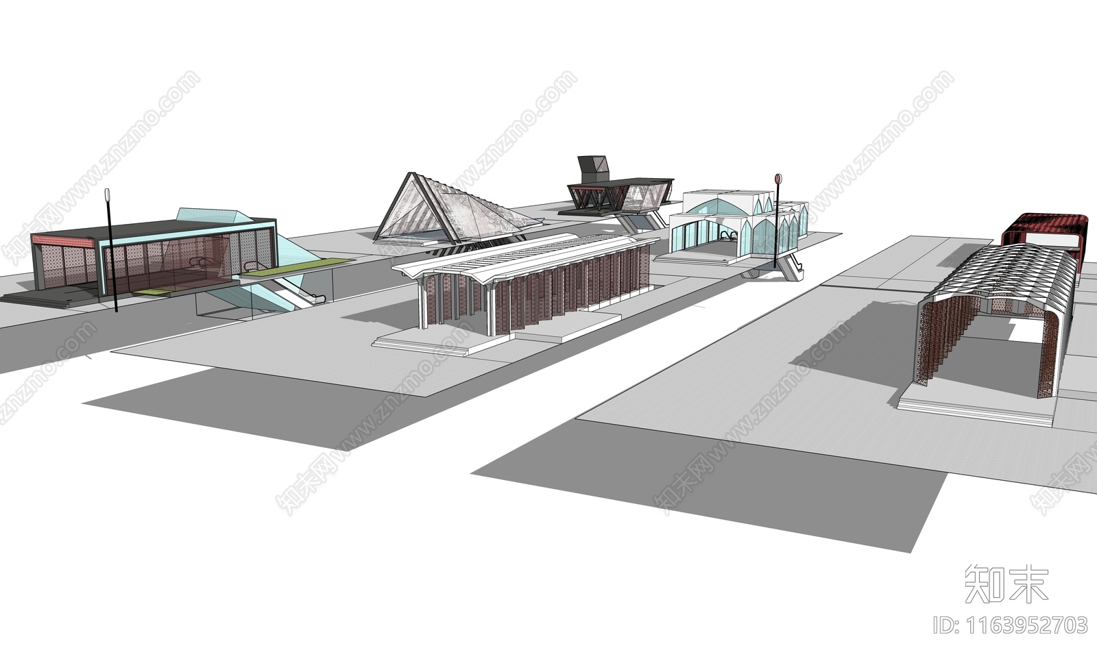 现代新中式地铁站SU模型下载【ID:1163952703】