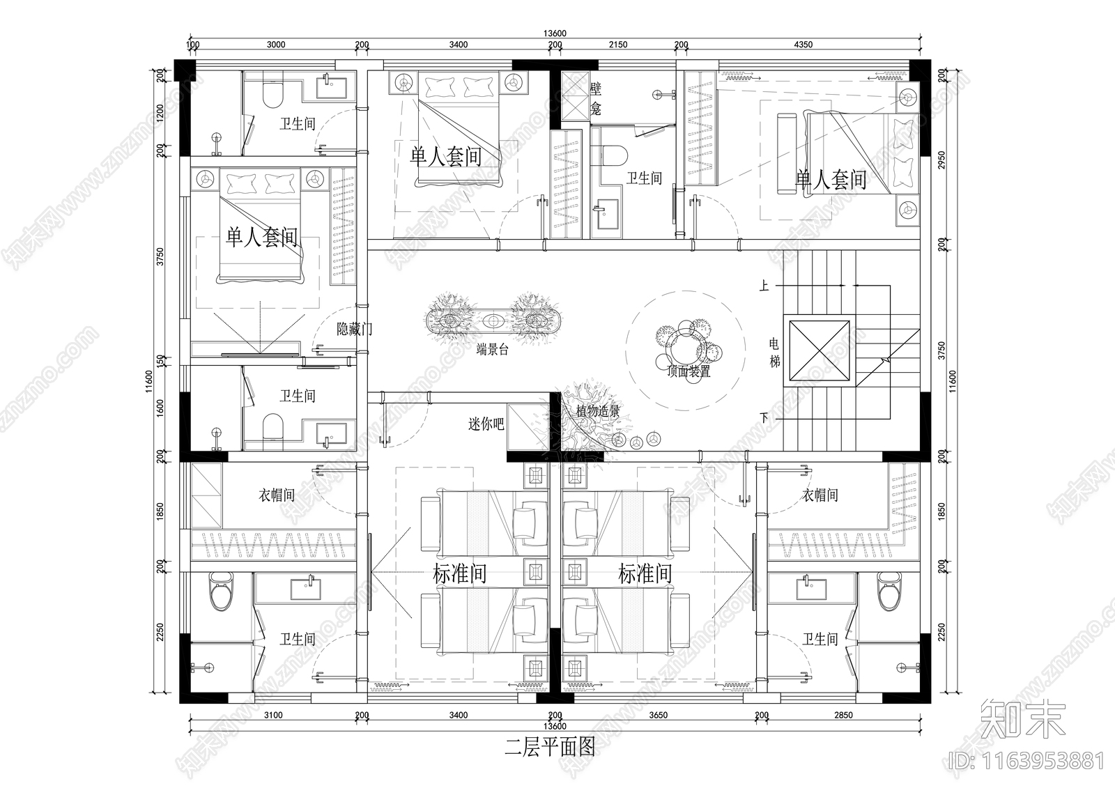 现代会所cad施工图下载【ID:1163953881】