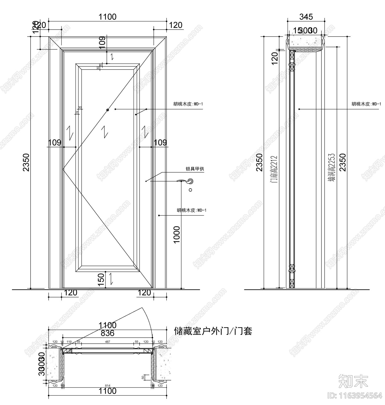 现代欧式门节点cad施工图下载【ID:1163954564】