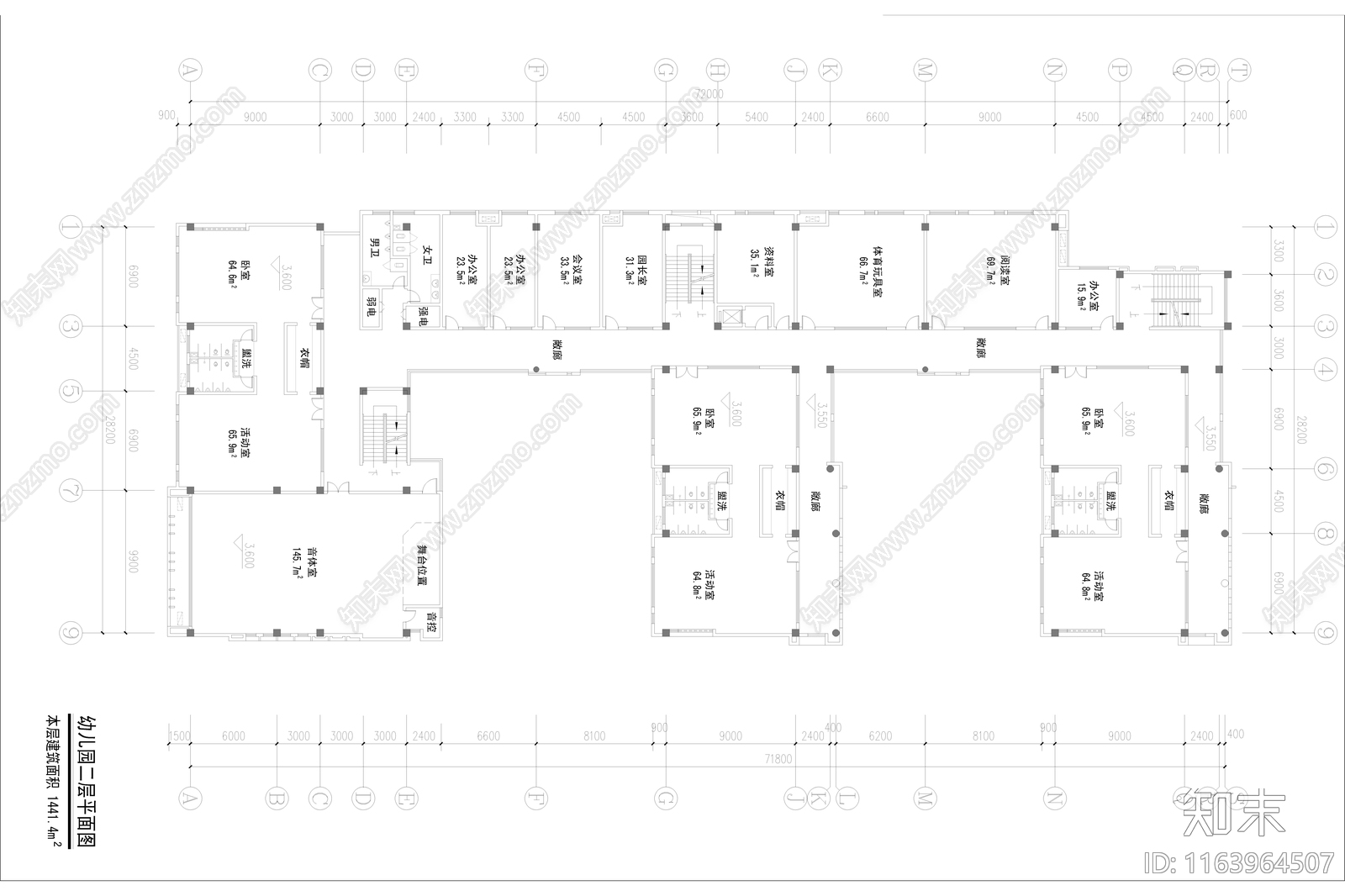 现代幼儿园建筑cad施工图下载【ID:1163964507】