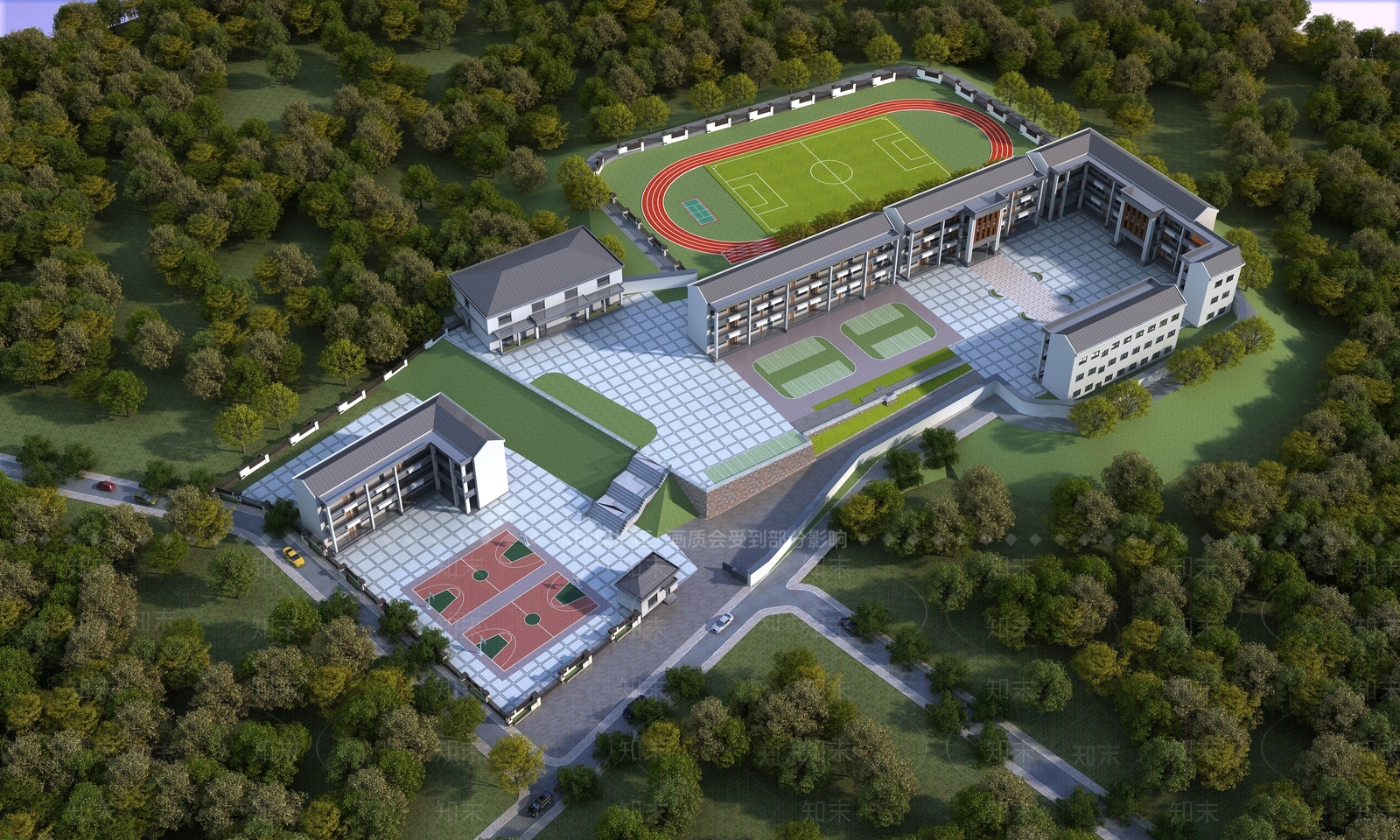 现代学校外观3D模型下载【ID:1163964745】