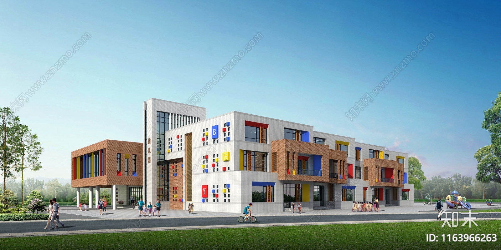 现代幼儿园建筑cad施工图下载【ID:1163966263】
