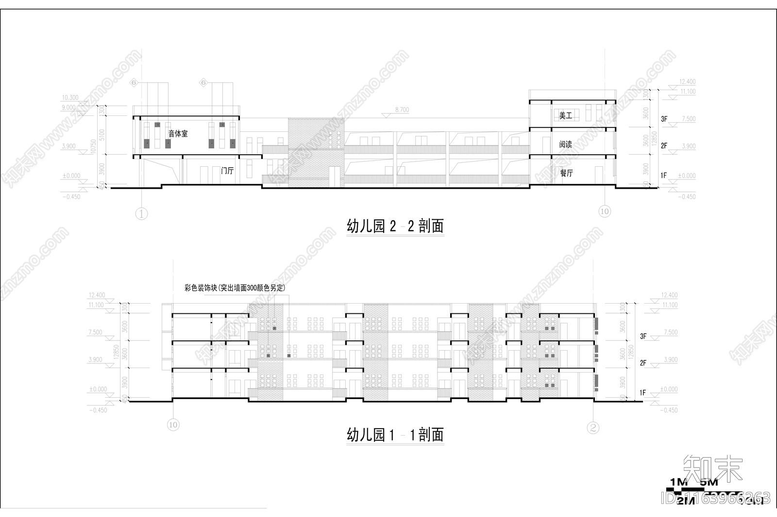 现代幼儿园建筑cad施工图下载【ID:1163966263】