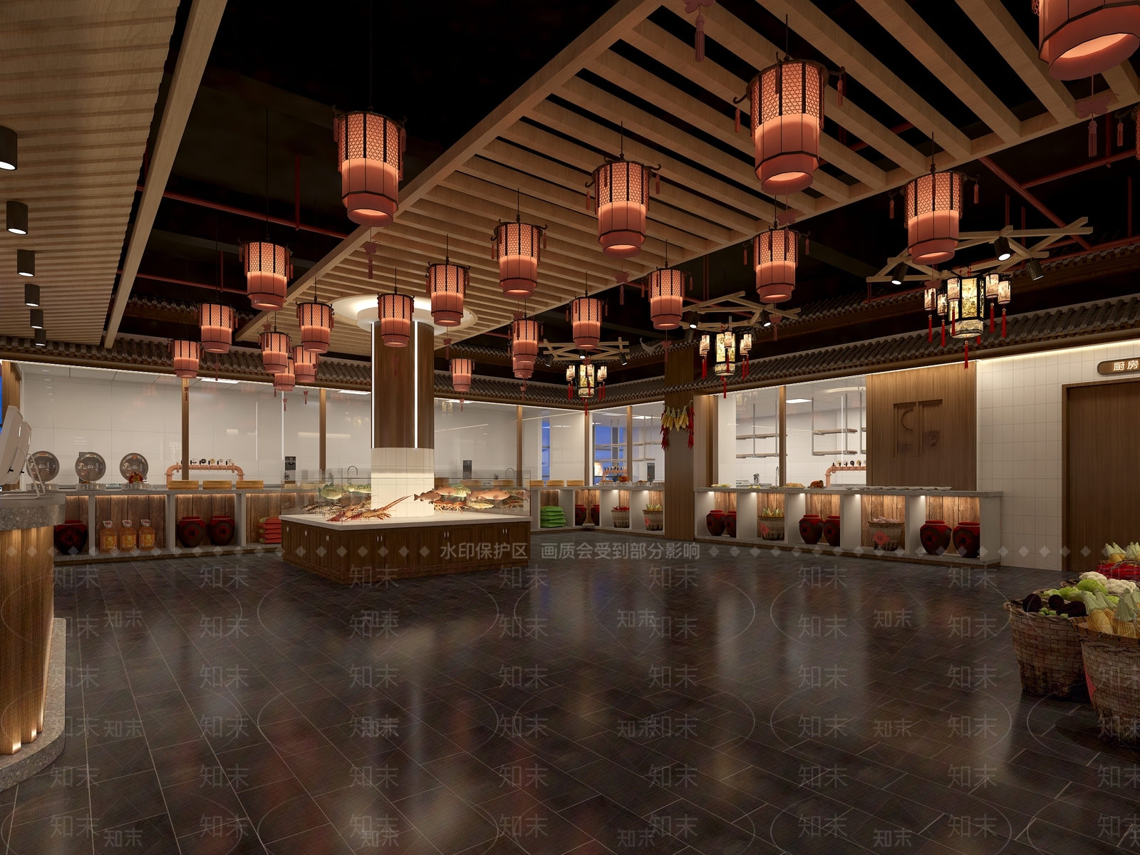 新中式中餐厅3D模型下载【ID:1163967046】