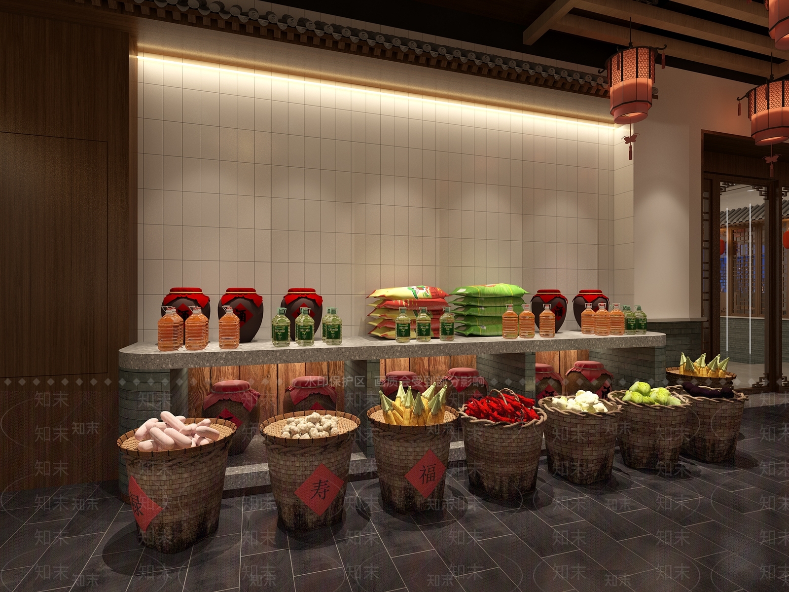 新中式中餐厅3D模型下载【ID:1163967046】