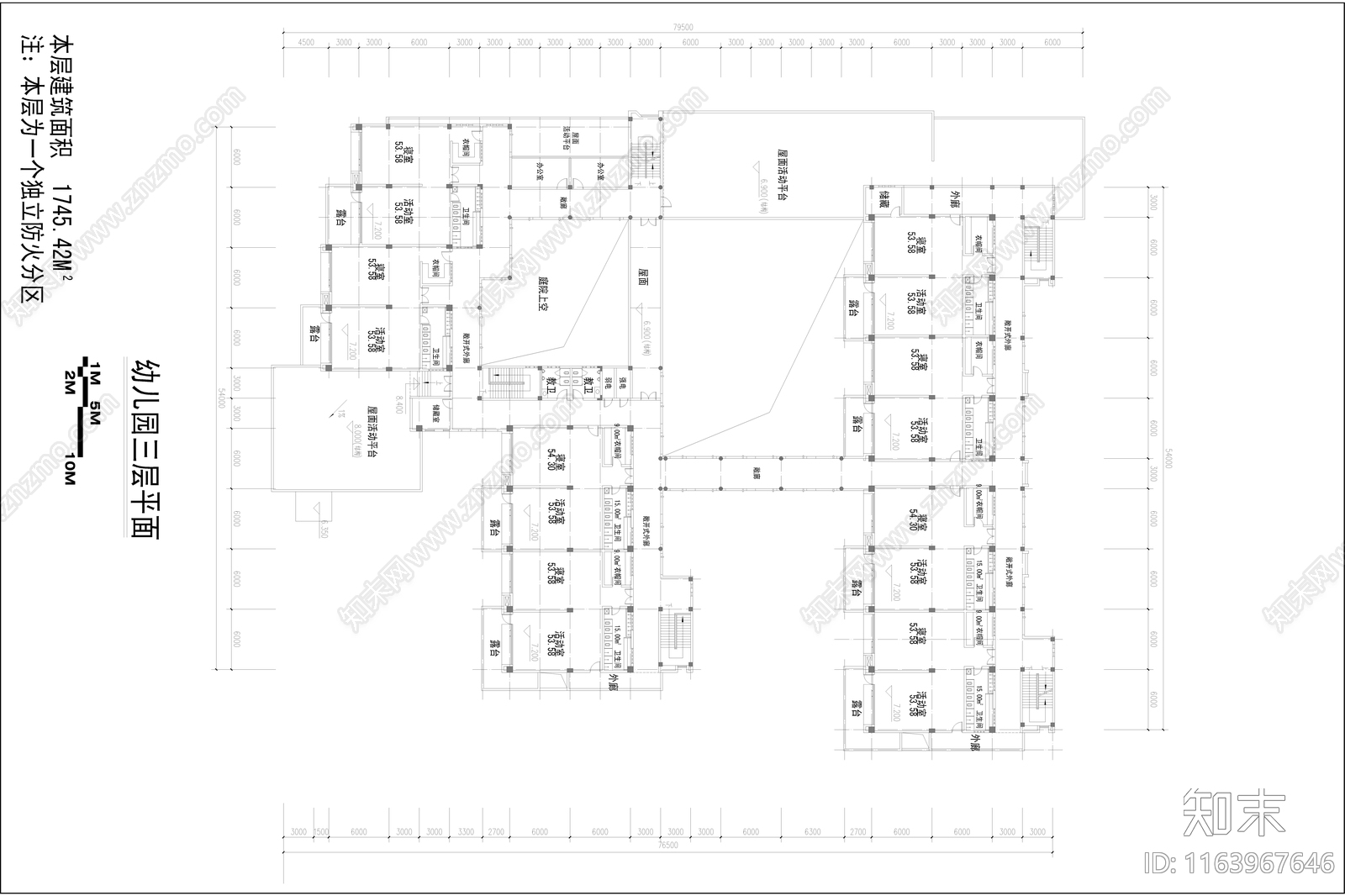 现代幼儿园建筑cad施工图下载【ID:1163967646】