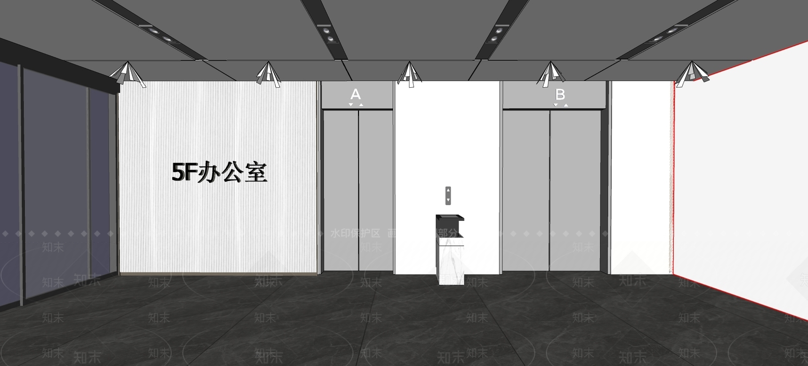 现代极简酒店走廊SU模型下载【ID:1163968389】