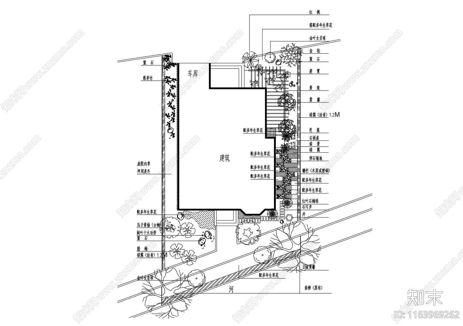 中式现代庭院cad施工图下载【ID:1163969262】
