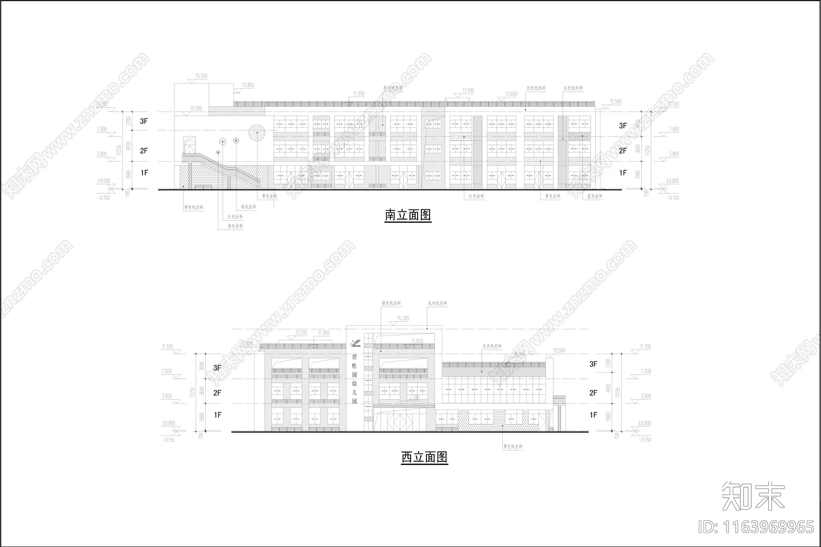 现代幼儿园建筑cad施工图下载【ID:1163969965】