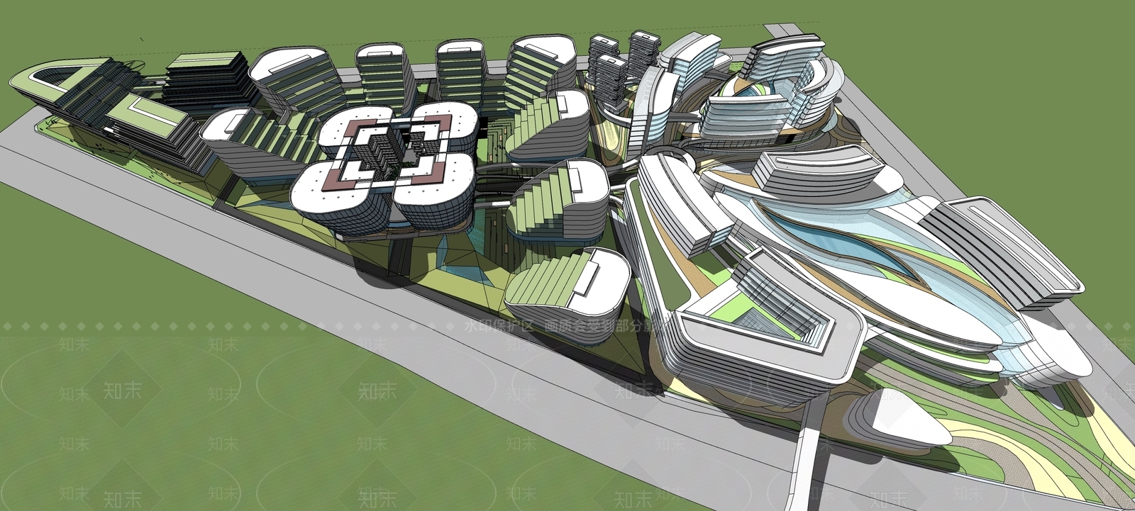 现代商场建筑SU模型下载【ID:1163973797】