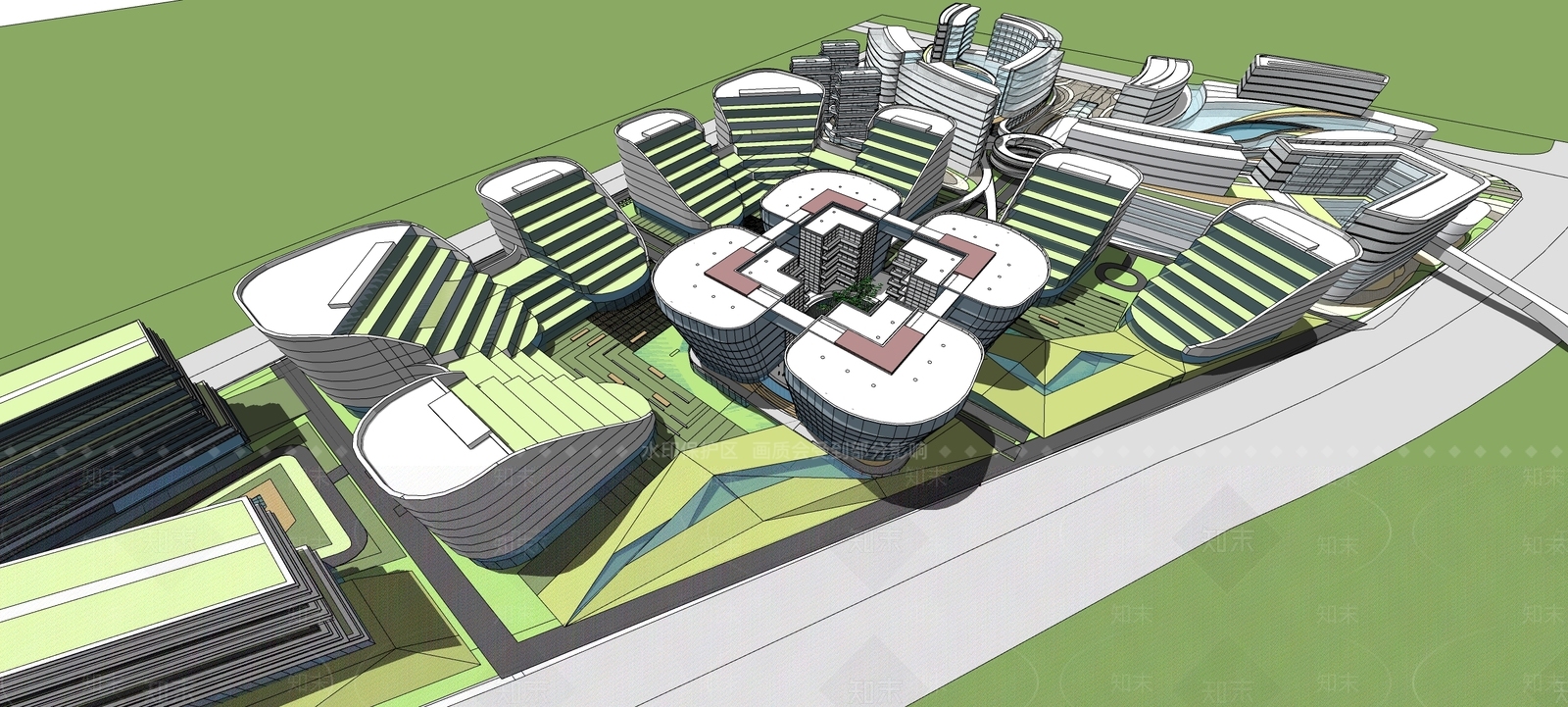 现代商场建筑SU模型下载【ID:1163973797】