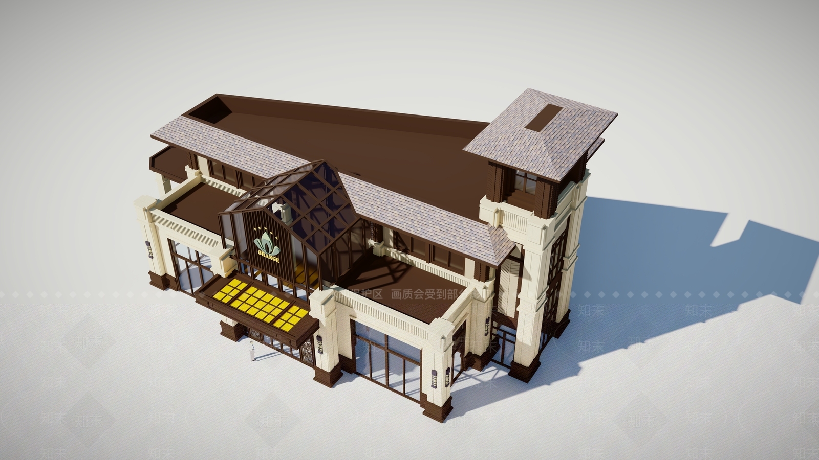 现代新中式售楼处建筑SU模型下载【ID:1163975372】