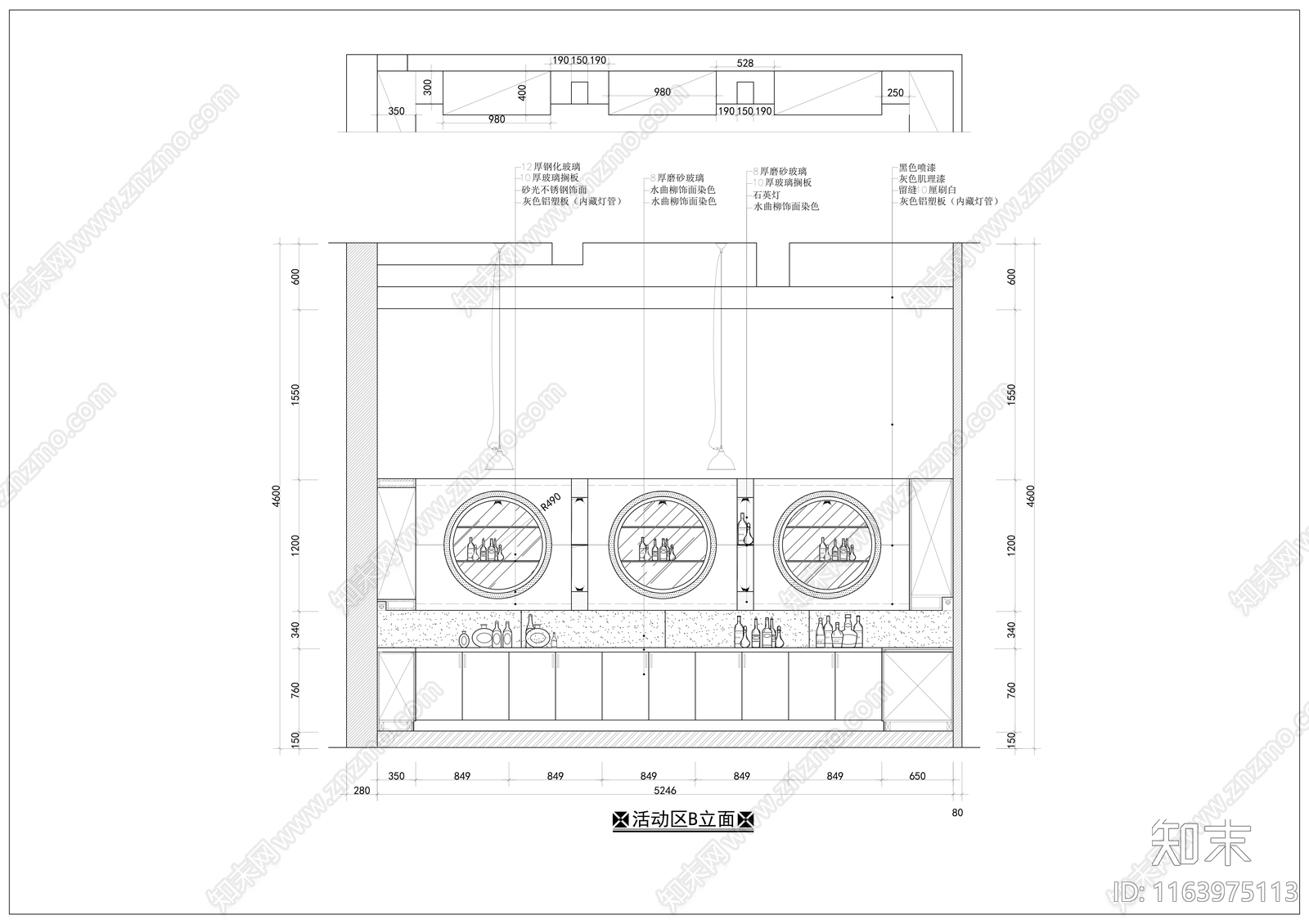 现代酒吧cad施工图下载【ID:1163975113】