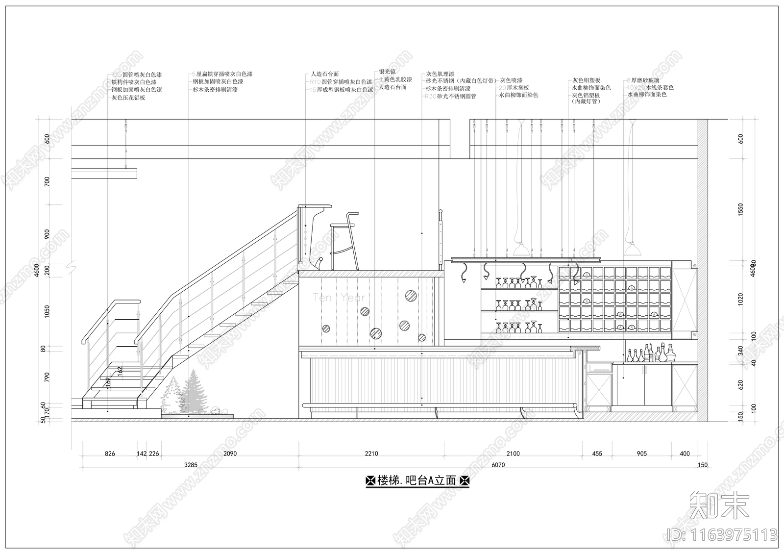 现代酒吧cad施工图下载【ID:1163975113】