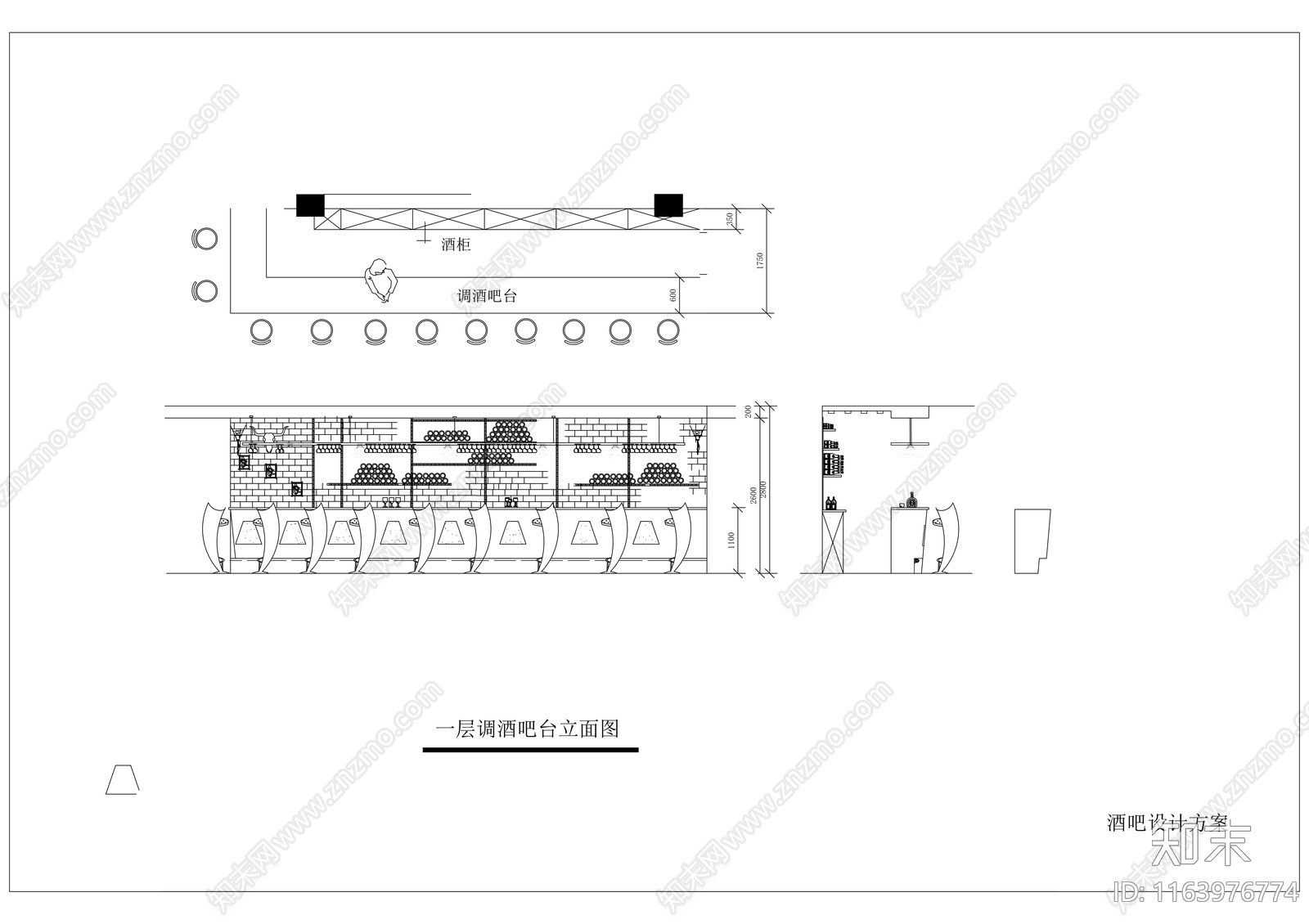 现代酒吧cad施工图下载【ID:1163976774】