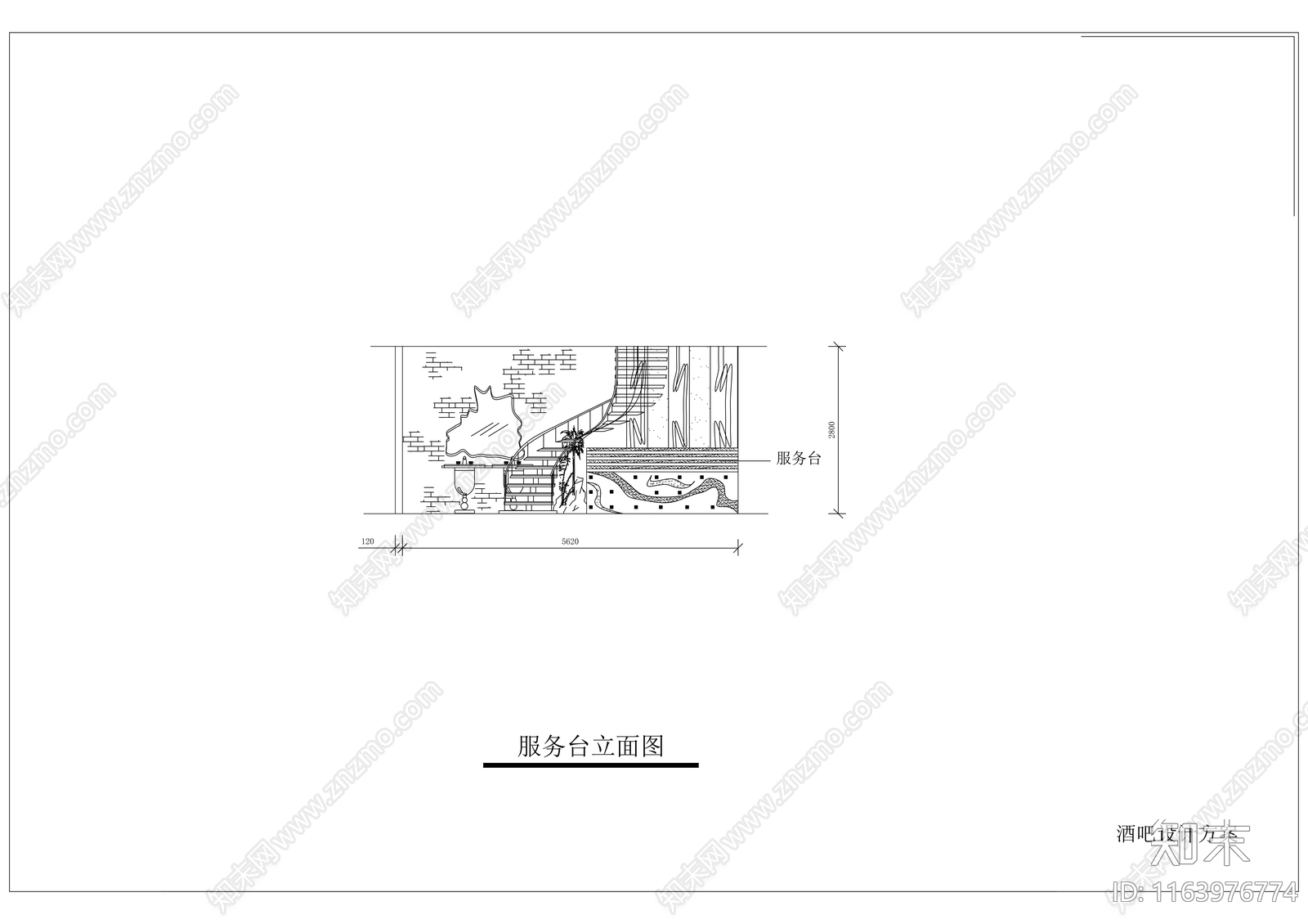 现代酒吧cad施工图下载【ID:1163976774】